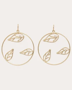 Ramy Brook Abrie Leaf Hoop Earrings Gold Fashion