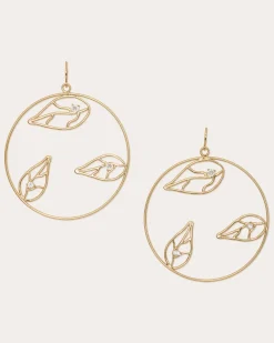 Ramy Brook Abrie Leaf Hoop Earrings Gold Fashion