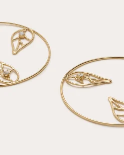 Ramy Brook Abrie Leaf Hoop Earrings Gold Fashion