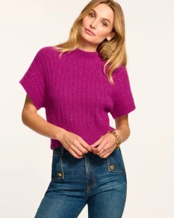Ramy Brook Amadeus Short Sleeve Wool Sweater Clearance