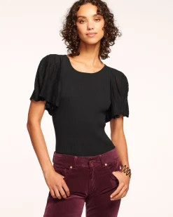 Ramy Brook Amiel Flutter Sleeve Sweater Hot