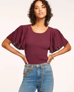 Ramy Brook Amiel Flutter Sleeve Sweater Hot