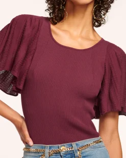 Ramy Brook Amiel Flutter Sleeve Sweater Hot