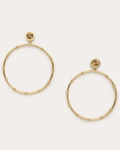 Ramy Brook Angely Drop Hoop Earrings Gold Hot