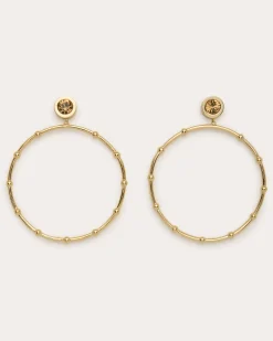 Ramy Brook Angely Drop Hoop Earrings Gold Hot