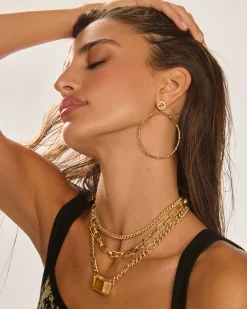 Ramy Brook Angely Drop Hoop Earrings Gold Hot