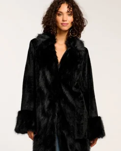 Ramy Brook Archie Faux Fur Coat Black Online