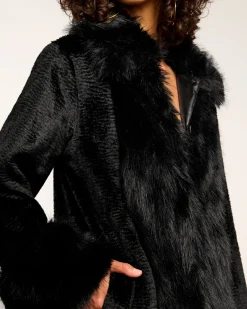 Ramy Brook Archie Faux Fur Coat Black Online