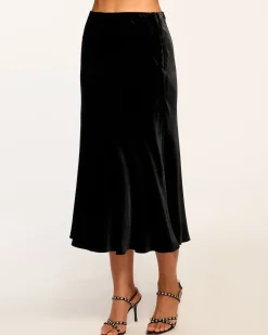 Ramy Brook Arrius Velvet Slip Skirt Black New