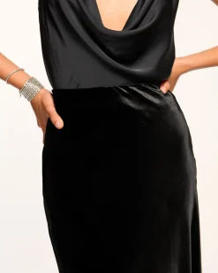 Ramy Brook Arrius Velvet Slip Skirt Black New