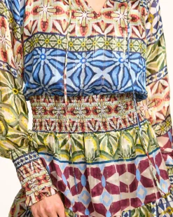 Ramy Brook Ashalina Silk Long Sleeve Mini Dress Bluemulti Online