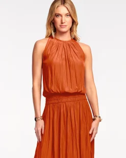Ramy Brook Audrey Smocked Midi Dress Fashion