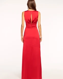 Ramy Brook August Plunging Embellished Gown Navy Fashion