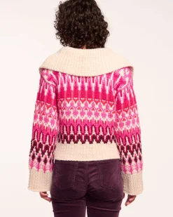 Ramy Brook Augustus V-Neck Sweater Magentafairisle Fashion