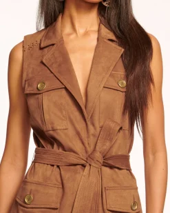 Ramy Brook Austin Faux Suede Vest Saddle Best
