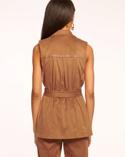 Ramy Brook Austin Faux Suede Vest Saddle Best