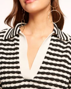 Ramy Brook Azaria V-Neck Sweater Blackstripe Online