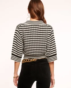 Ramy Brook Azaria V-Neck Sweater Blackstripe Online