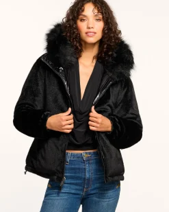 Ramy Brook Beatrice Reversible Puffer Coat Black Discount