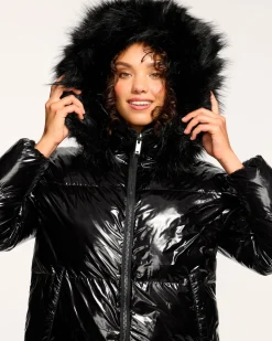 Ramy Brook Beatrice Reversible Puffer Coat Black Discount