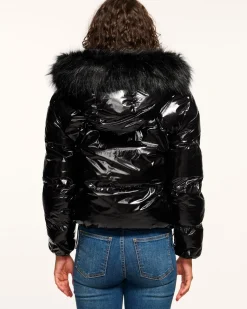 Ramy Brook Beatrice Reversible Puffer Coat Black Discount