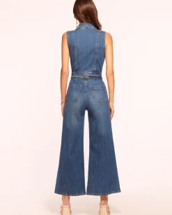 Ramy Brook Bell Cropped Denim Jumpsuit Mediumwash Clearance