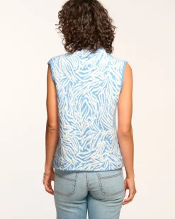 Ramy Brook Bev Sleeveless Turtleneck Sweater Blueanimal Sale