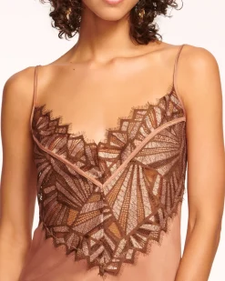 Ramy Brook Billie Lace Cami Tank Top Bronzelace Clearance