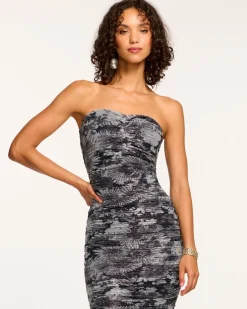 Ramy Brook Bonnie Ruched Strapless Dress Greyfloral Sale