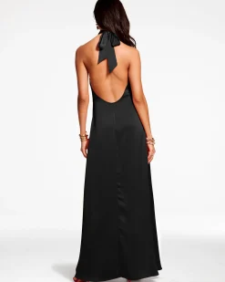 Ramy Brook Carey Halter Gown Black New