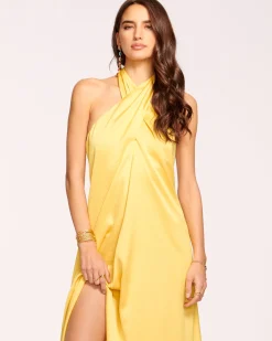 Ramy Brook Carey Halter Gown Black New