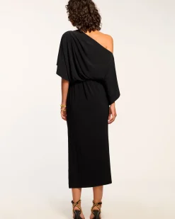 Ramy Brook Carlina Off-The-Shoulder Jersey Midi Dress Black Fashion