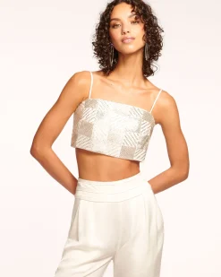 Ramy Brook Chase Beaded Crop Top Silverbead Online