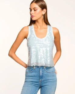 Ramy Brook Chelsey Sequin Scoop Neck Tank Top New