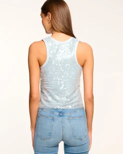 Ramy Brook Chelsey Sequin Scoop Neck Tank Top New