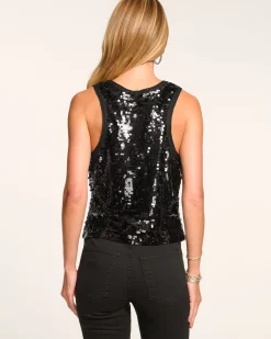 Ramy Brook Chelsey Sequin Scoop Neck Tank Top New