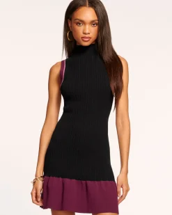 Ramy Brook Cody Colorblock Mini Sweater Dress Blackcolorblock New