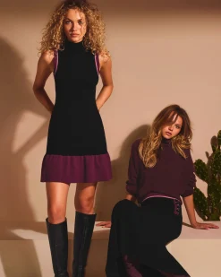 Ramy Brook Cody Colorblock Mini Sweater Dress Blackcolorblock New