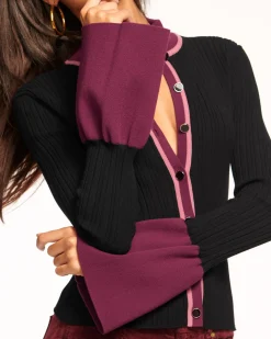 Ramy Brook Colton Colorblock Cardigan Sweater Blackcolorblock Outlet