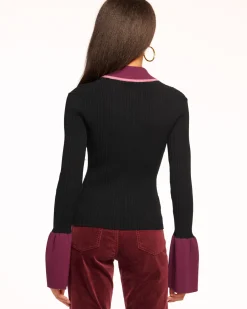 Ramy Brook Colton Colorblock Cardigan Sweater Blackcolorblock Outlet