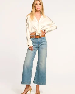 Ramy Brook Cropped Clifford Wide Leg Jean Lightwash Hot