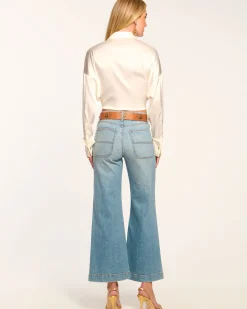 Ramy Brook Cropped Clifford Wide Leg Jean Lightwash Hot