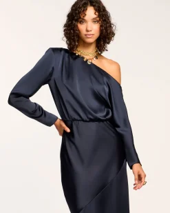 Ramy Brook Damiris Off-The-Shoulder Gown Navy Outlet