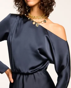 Ramy Brook Damiris Off-The-Shoulder Gown Navy Outlet
