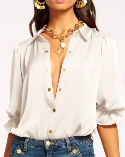 Ramy Brook Dina Button Down Bodysuit Best