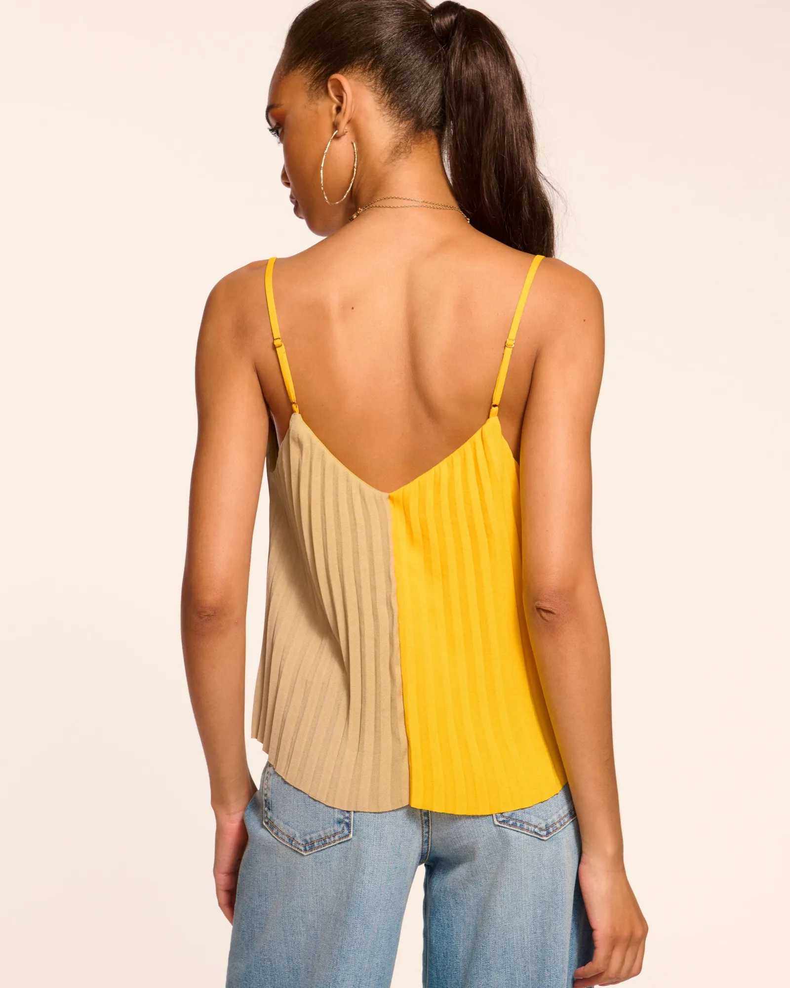 Ramy Brook Eda Colorblock Pleated Tank Top Daisycolorblock Online