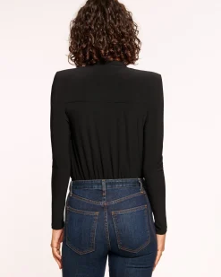 Ramy Brook Eden Jersey Cowl Neck Top Black Sale