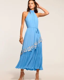 Ramy Brook Eleah Embellished High Neck Maxi Dress Ribbonblue Fashion