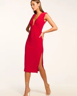 Ramy Brook Elena Ruched Midi Dress Discount