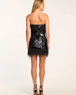 Ramy Brook Elsie Sequin Feather Mini Dress New